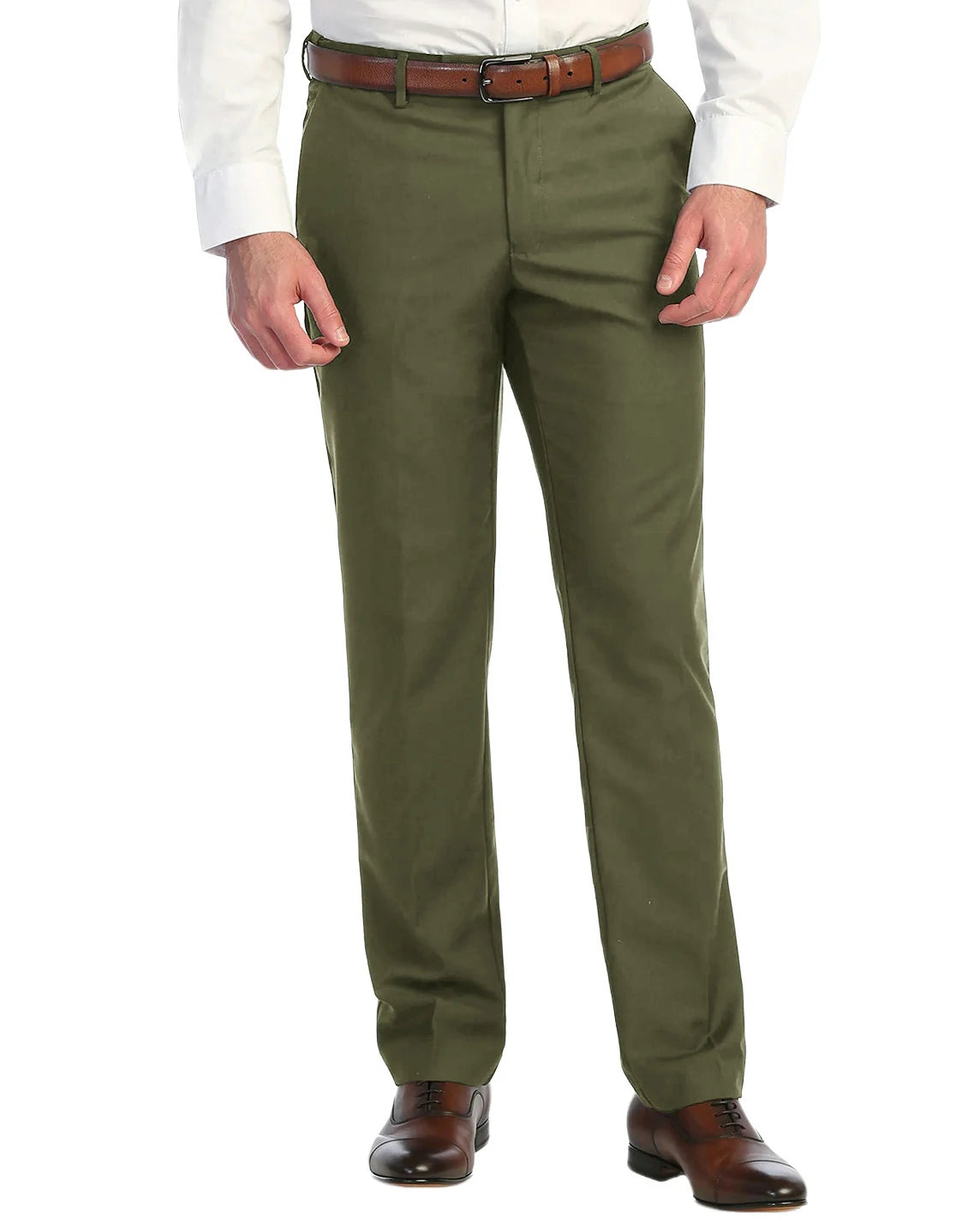 DexonMen classic-fit olive dress pants,no-iron, wrinkle-free,straight-leg design