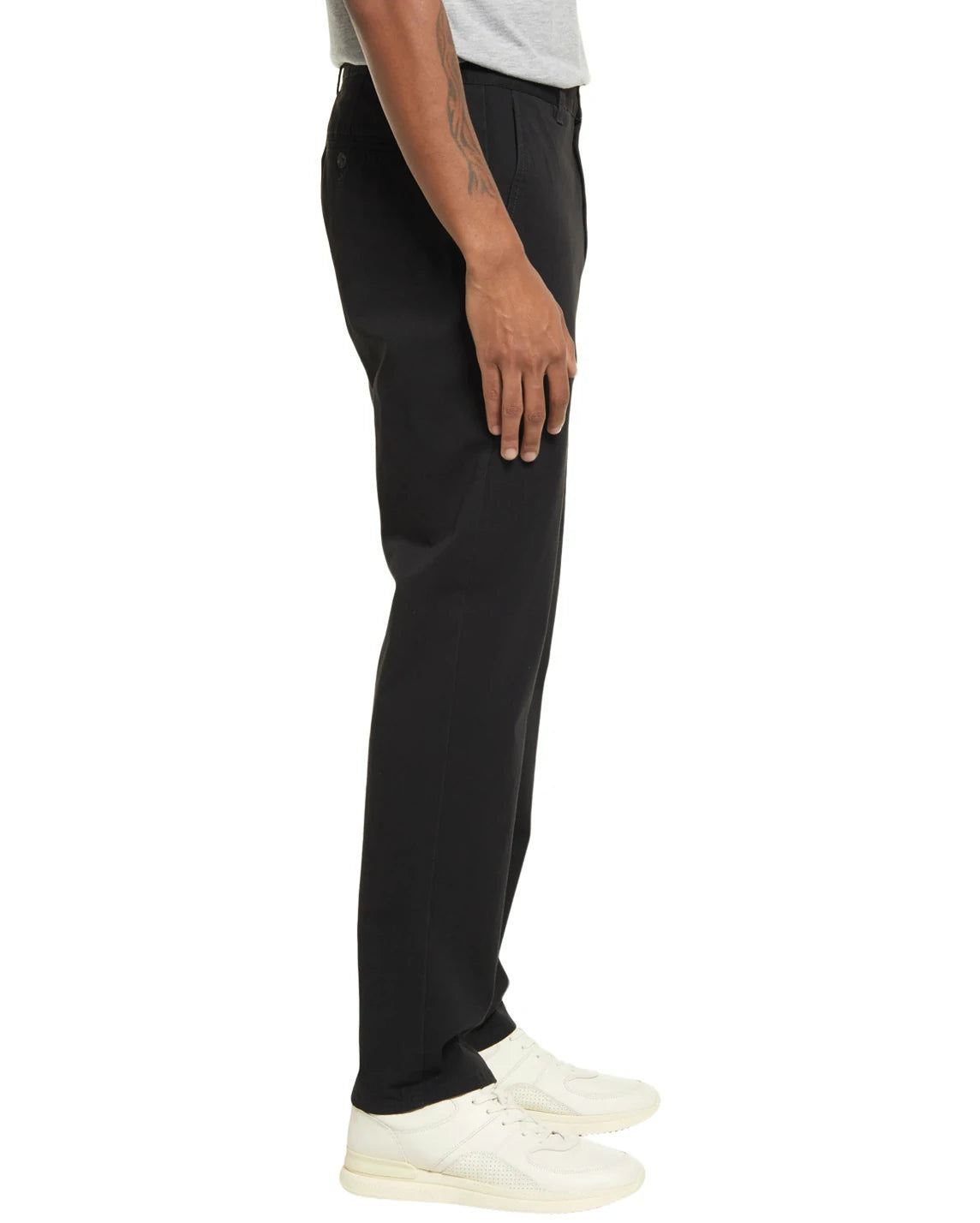 Side view of DexonMen black casual chinos – sleek classic - fit, easy to style with tees