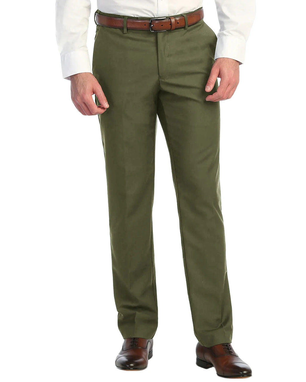 DexonMen classic-fit olive dress pants,no-iron, wrinkle-free,straight-leg design