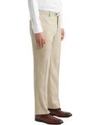 Side view of DexonMen light khaki wrinkle - free dress pants, classic - fit for all seasons
