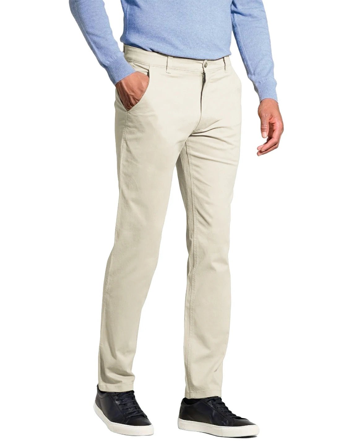 Classic Fit Beige Cotton Casual Pants Men