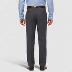 Back View of Dexonmen Men's Dark Grey Classic Fit Dress Pants with Button Pockets, Work Trousers