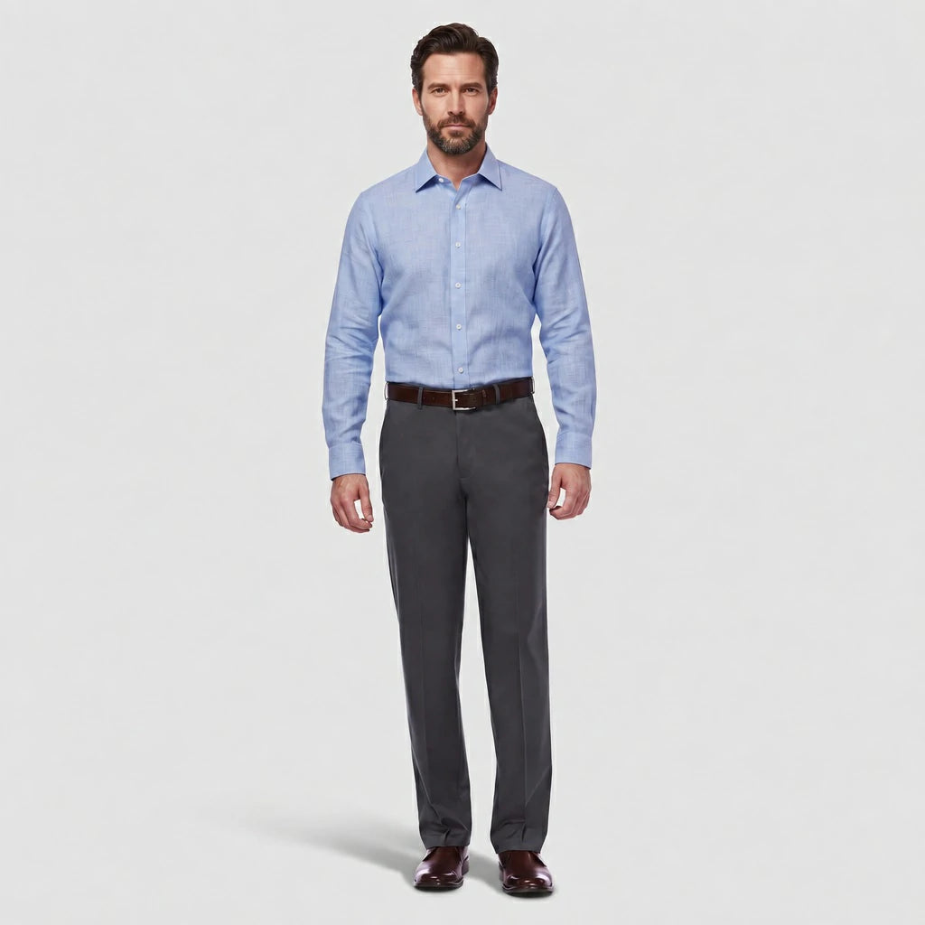 Dexonmen Men's Classic Fit Dress Pants in Dark Grey, Formal Business Office Trousers for Men