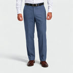 Dexonmen men's classic fit ice blue dress pants with flat front design, shown from the front view