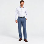 Dexonmen men's ice blue classic fit dress pants styled with a dress shirt for formal and business office wear
