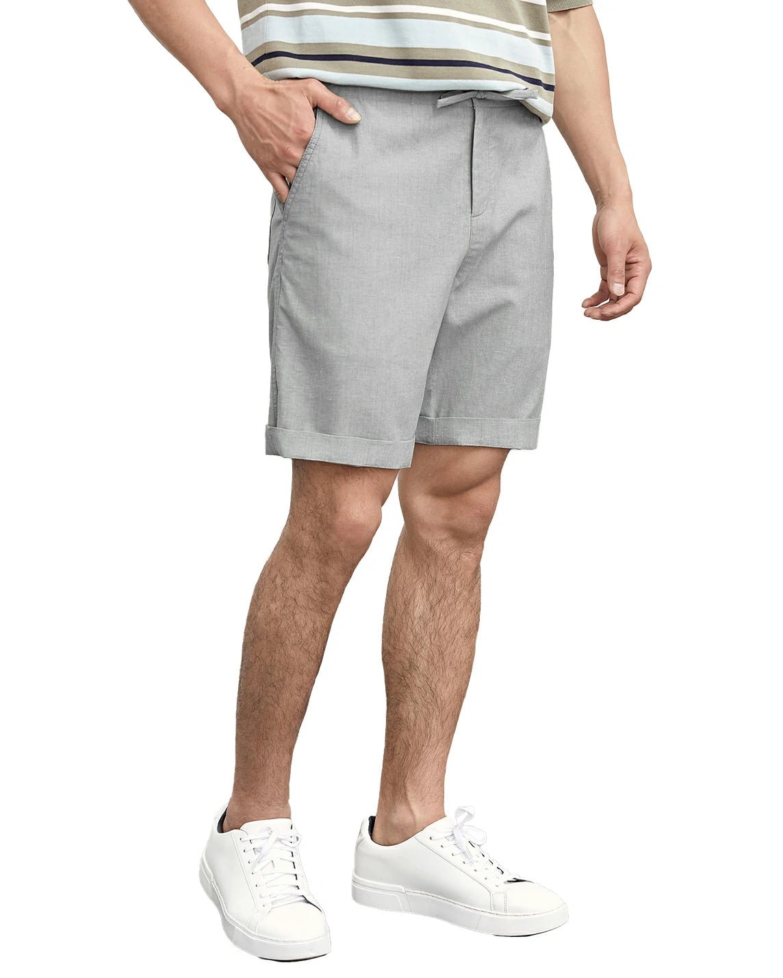 9" Loose Fit Men's Drawstring Waist Linen Shorts