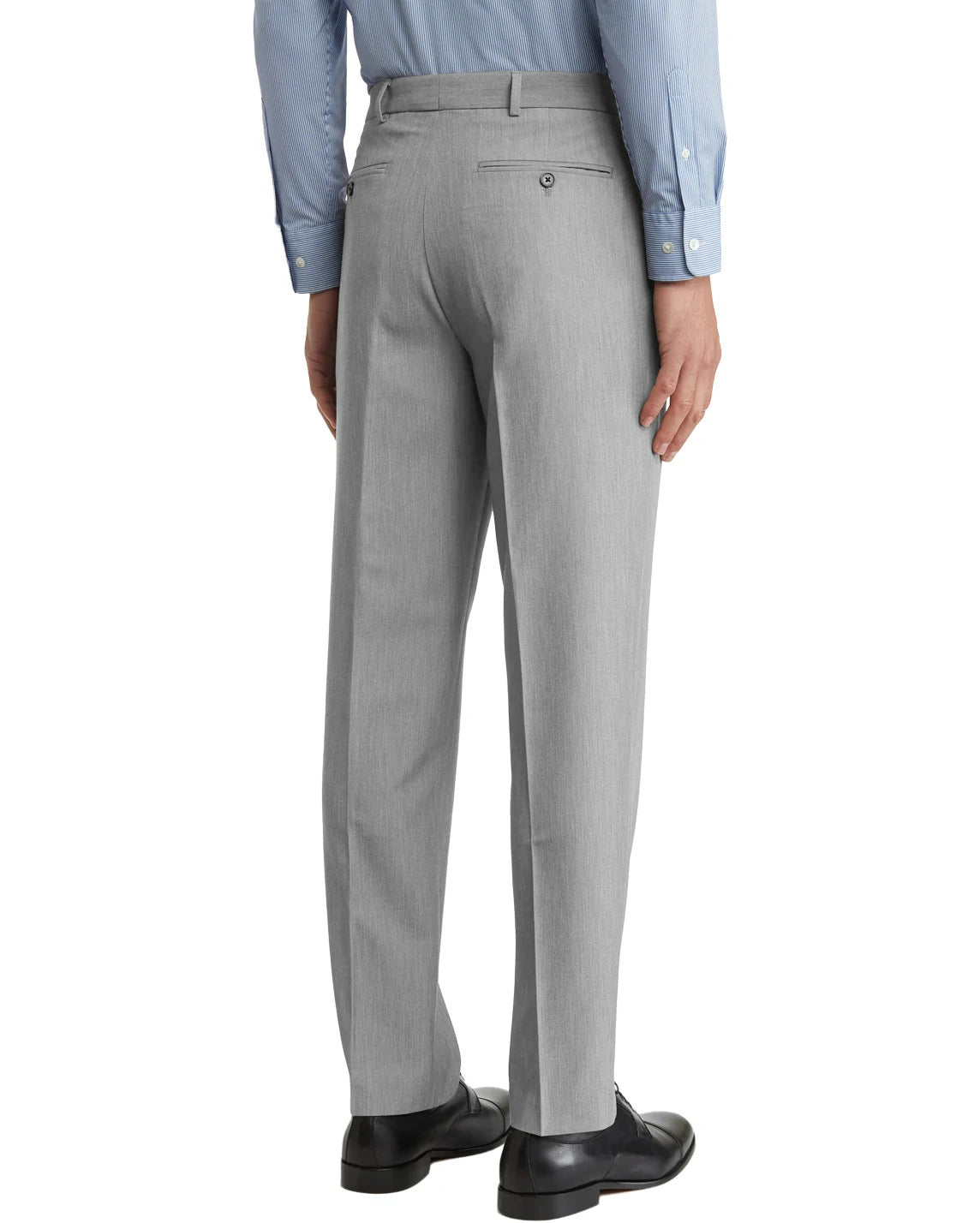 Men's Light Grey Dress Pants – No-Iron Hidden Expandable Waist