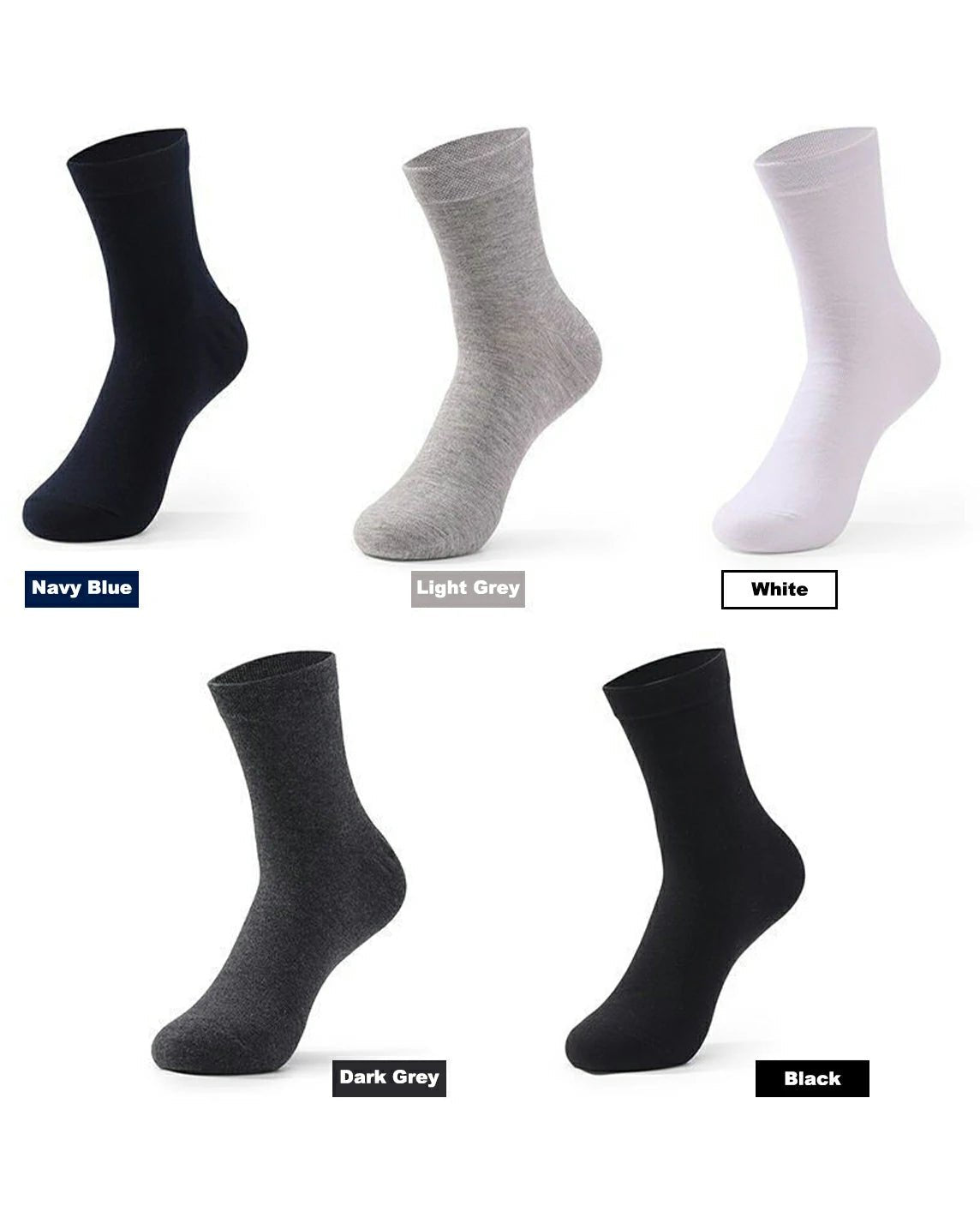 6 Pack Solid Dress Socks