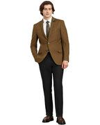 full front view of a man wearing solid black slim dress pants